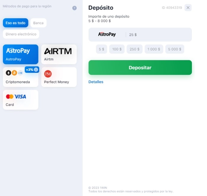 hacer un deposito en 1win 1win depósito
